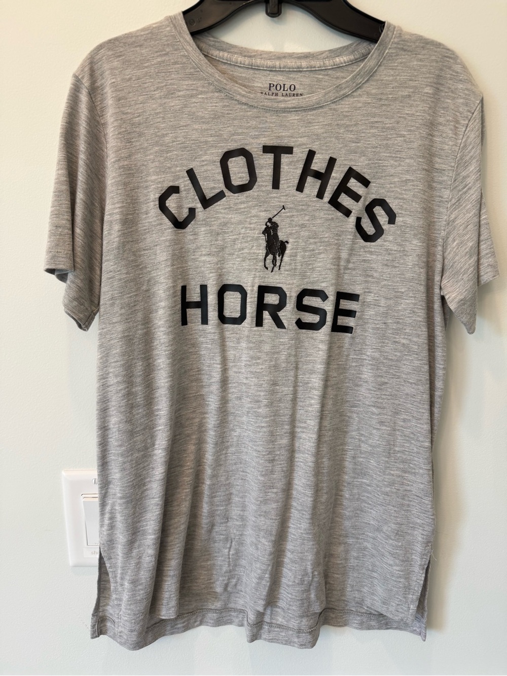 Polo by Ralph Lauren Gray Graphic Tee - 'Clothes Horse' Size Small